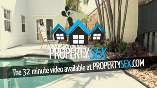 PropertySex - Agent with big tits fucks handyman in laundry room